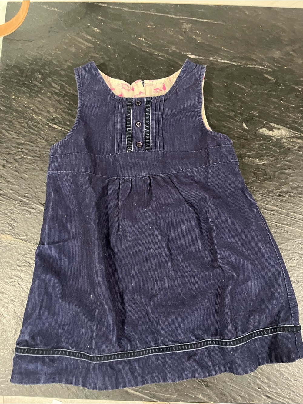L.L Bean Girls Navy Denim Dress - Classic Sleeveless Cotton Blend